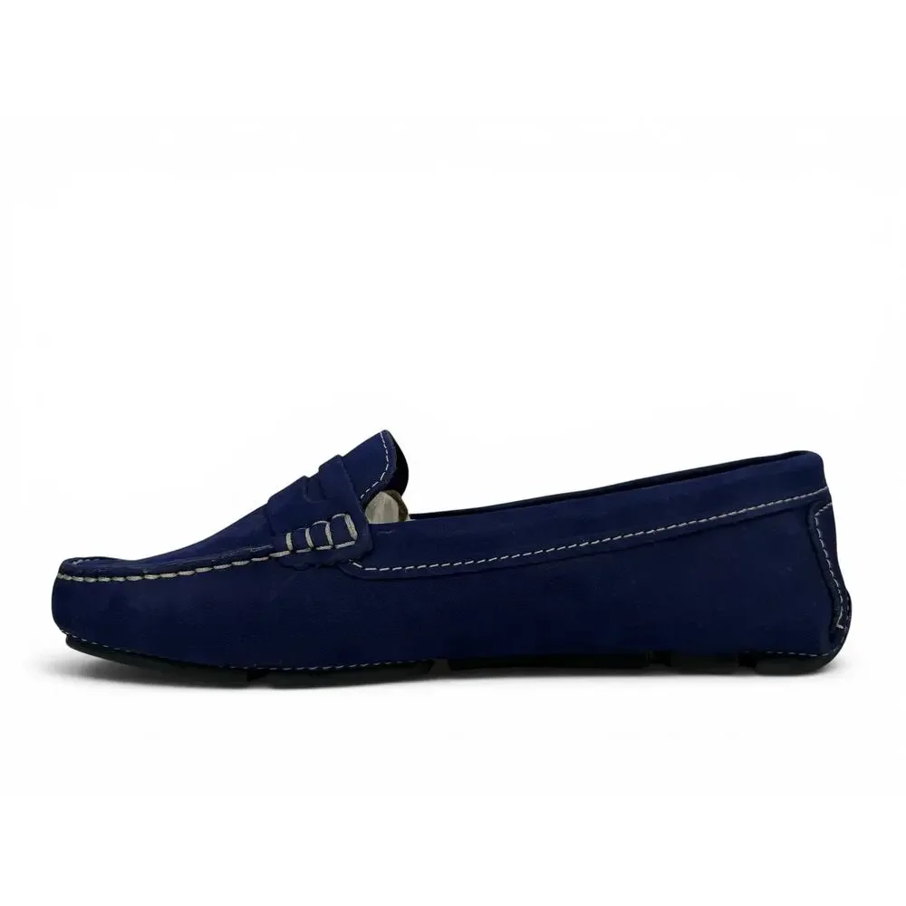 Massimo Matteo Penny Driver Loafer Womens 9 Blue Nubuck Leather Moccasin Slip On